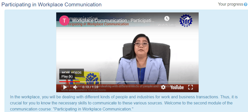 TESDA Free online course for Communication