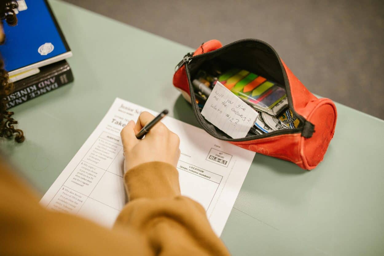 A student who is focused on answering paper test